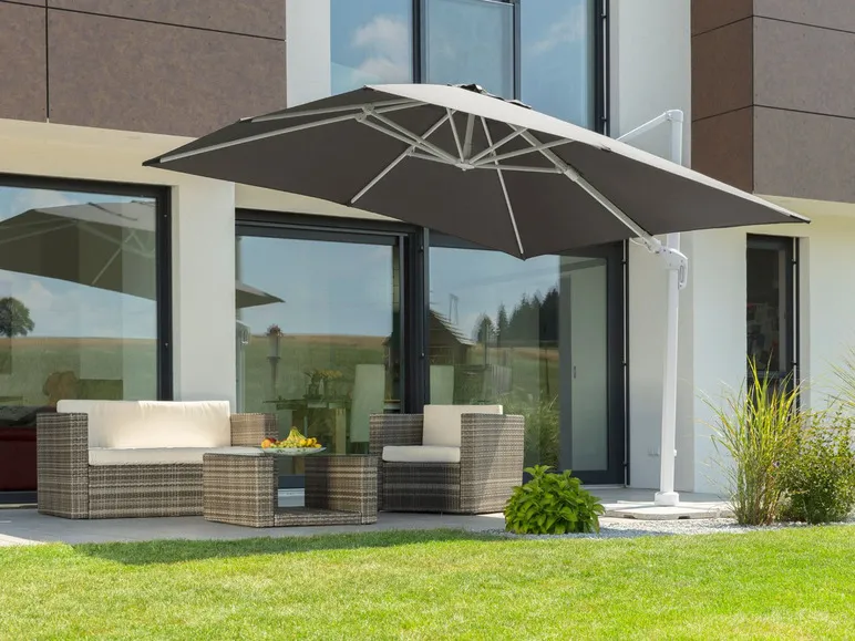 Schneider Ampelschirm »RHODOS TWIST BIANCO«, 300 x 300 cm, mit Plattenständer, imprägniert