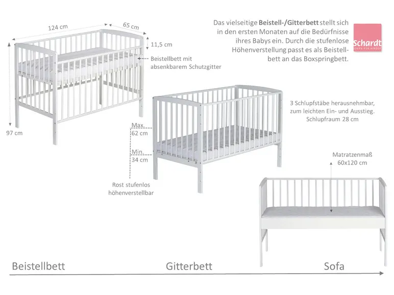 Gitter-Beistellbett »Micky Plus« für Boxspringbetten
