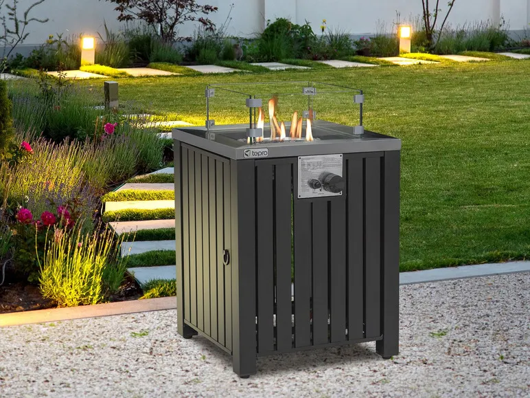 tepro Gasfeuerstelle »Topeka«, L 50 x B 50 x H 62 cm, Glasschutz, aus Stahl