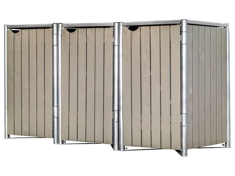 HIDE Dänemark Mülltonnenbox, für Mülltonnen bis 240 Liter, Holz, mit Tür und Klappdeckel