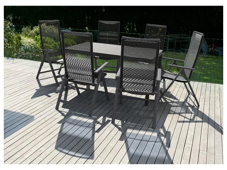 Alu-Rope-Set »Miami«, 7-teilig - Standardtisch & 6 Hochlehner, anthrazit