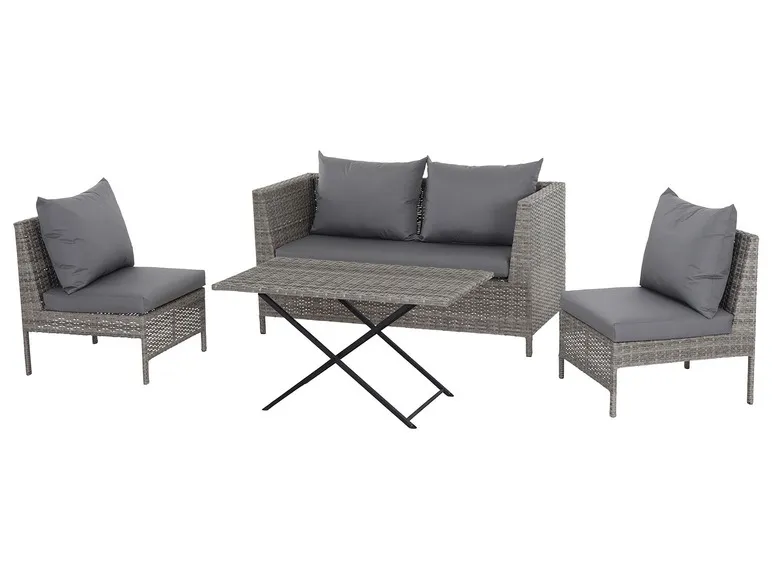 Vigo Lounge Set, aus Geflecht Mix, 4-teilig, grau