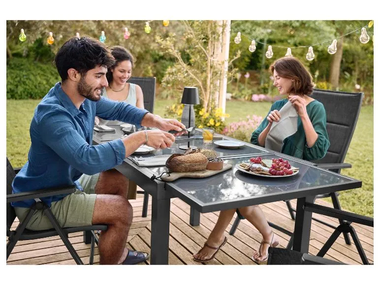 Alu-Set »Toronto«, 9-teilig - Ausziehtisch & 8 Hochlehner, anthrazit/grau