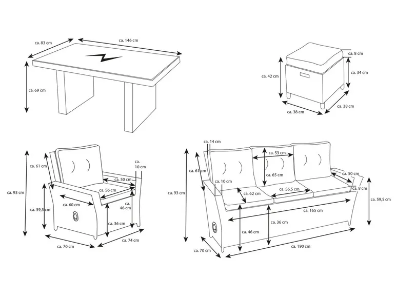 Alu-Luxus Dining-Set »Asti«, 6-teilig