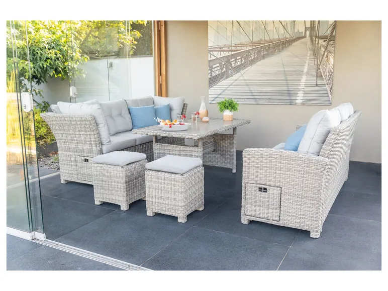 Loungeset »Malia«, 5-teilig, halbrund, grau