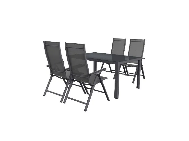 Alu-Set »Houston«, 5-teilig - Standardtisch & 4 Hochlehner, grau