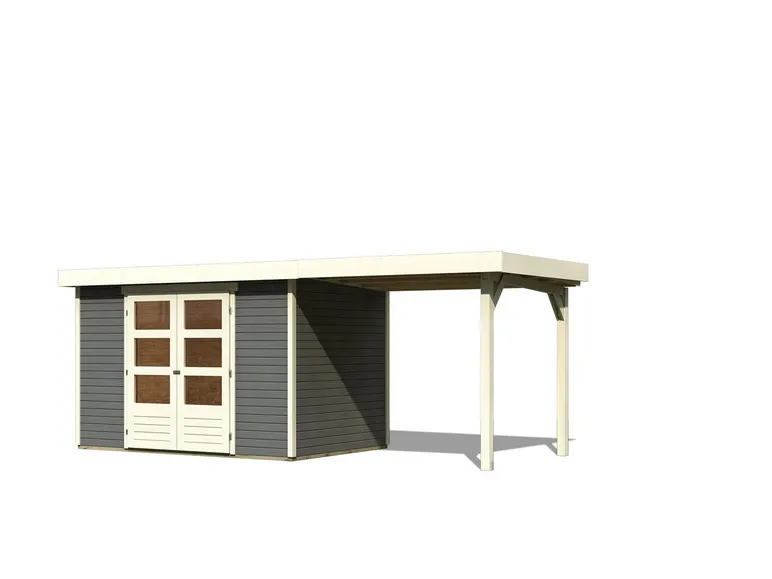 Karibu Gartenhaus »Trundholm 2«, Flachdach, inklusive Schleppdach und Doppelflügeltür