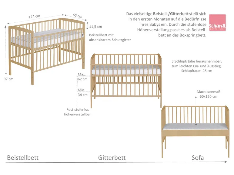 Gitter-Beistellbett »Micky Plus« für Boxspringbetten