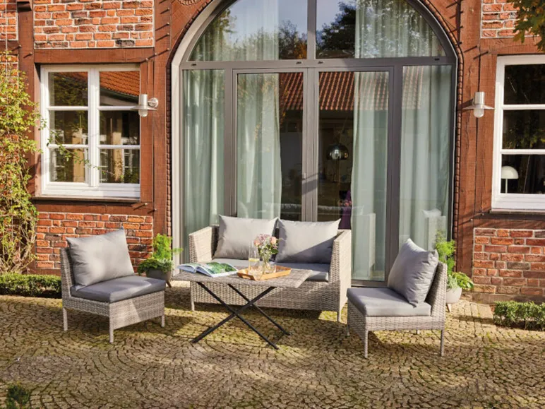 Vigo Lounge Set, aus Geflecht Mix, 4-teilig, grau