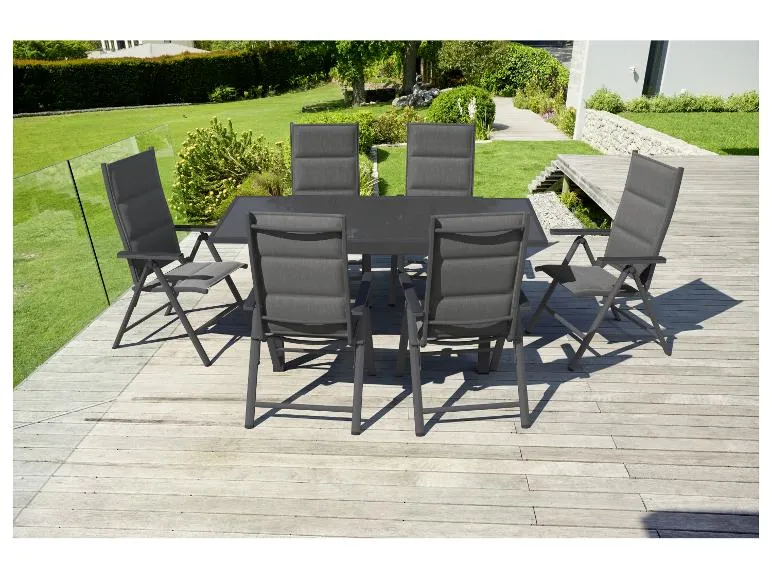 Alu-Set »Toronto«, 7-teilig - Ausziehtisch & 6 Hochlehner, anthrazit/grau