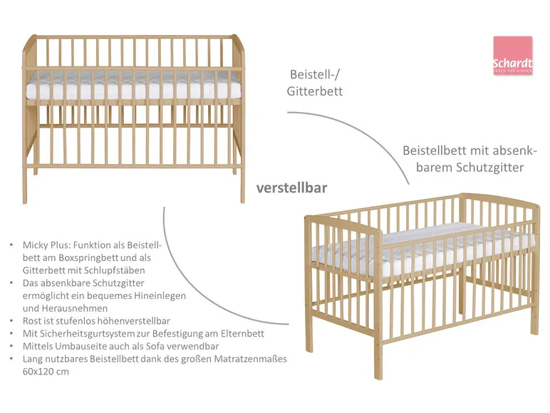Gitter-Beistellbett »Micky Plus« für Boxspringbetten
