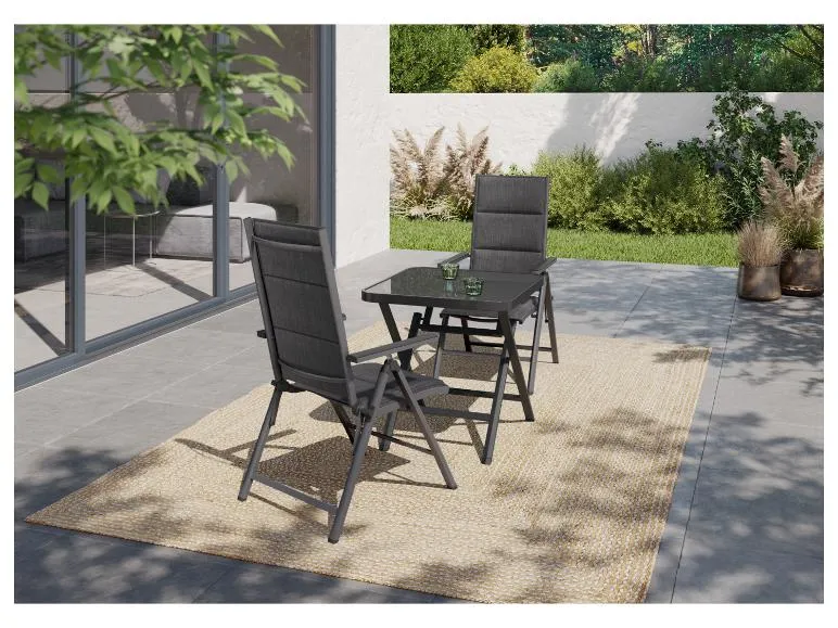 Alu-Set »Toronto«, 3-teilig - Klapptisch & 2 Hochlehner, grau