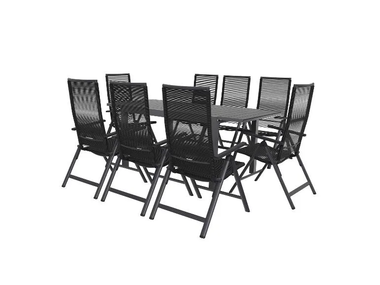 Alu-Rope-Set »Miami«, 9-teilig - Ausziehtisch und 8 Hochlehner, anthrazit
