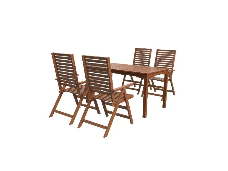 Akazie-Set »Sevilla«, 5-teilig - Standardtisch & 4 Hochlehner, natur