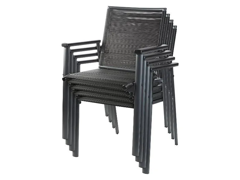 Alu-Rope-Set »Miami«, 9-teilig - Ausziehtisch und 8 Stapelsessel, anthrazit