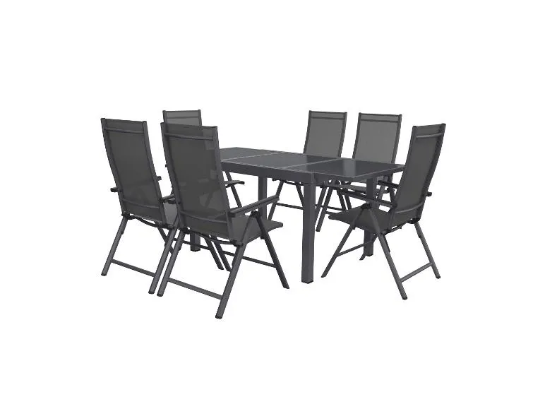 Alu-Set »Houston«, 7-teilig - Ausziehtisch & 6 Hochlehner, grau