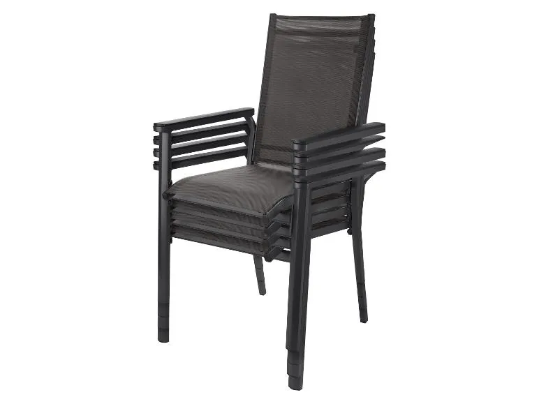 Alu-Set »Houston«, 5-teilig - Ausziehtisch & 4 Stapelsessel, grau