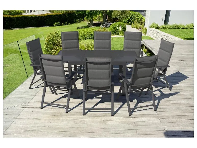 Alu-Set »Toronto«, 9-teilig - Ausziehtisch & 8 Hochlehner, anthrazit/grau