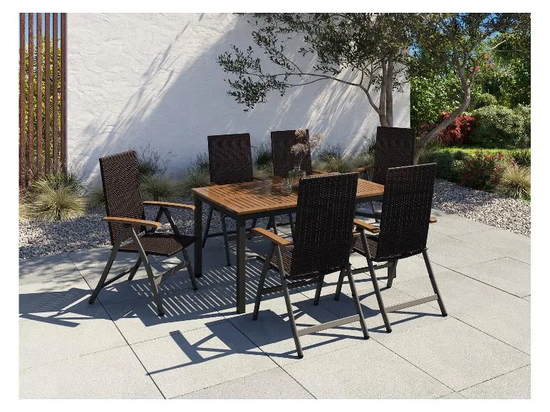 Geflecht-Set »Valencia«, 7-teilig - Standardtisch & 6 Hochlehner, braun