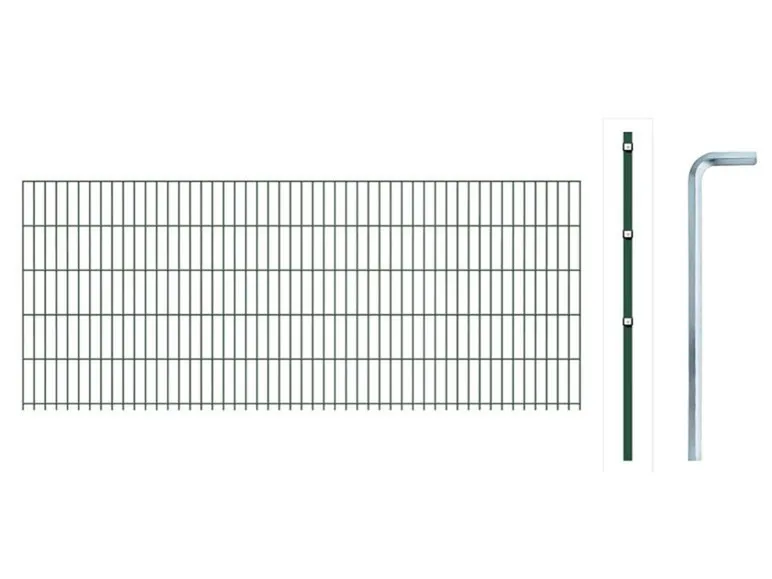 Doppelstabmattenzaun-Grundset, Länge 10 m