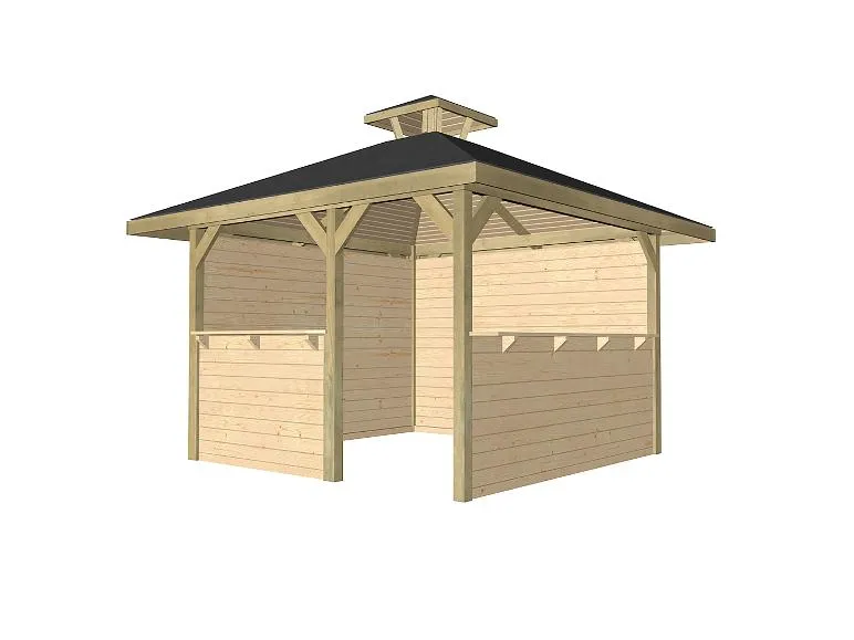 Holzpavillon mit Tresen, 21 mm Wandstärke