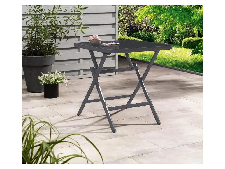 Alu-Set »Toronto«, 3-teilig - Klapptisch & 2 Hochlehner, grau