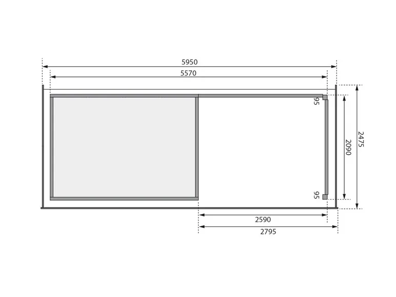 Karibu Gartenhaus »Trundholm 2«, Flachdach, inklusive Schleppdach und Doppelflügeltür