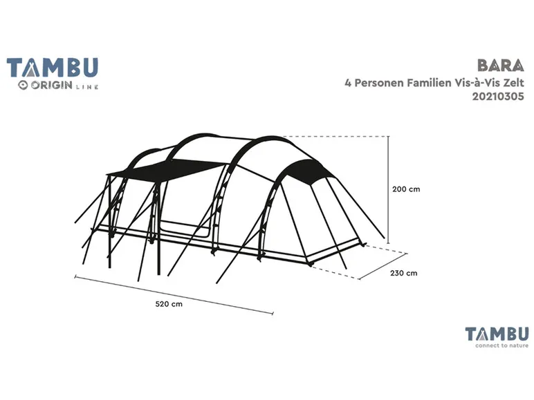 Tunnelzelt BARA Familien Vis-a-Vis Zelt grau / blau