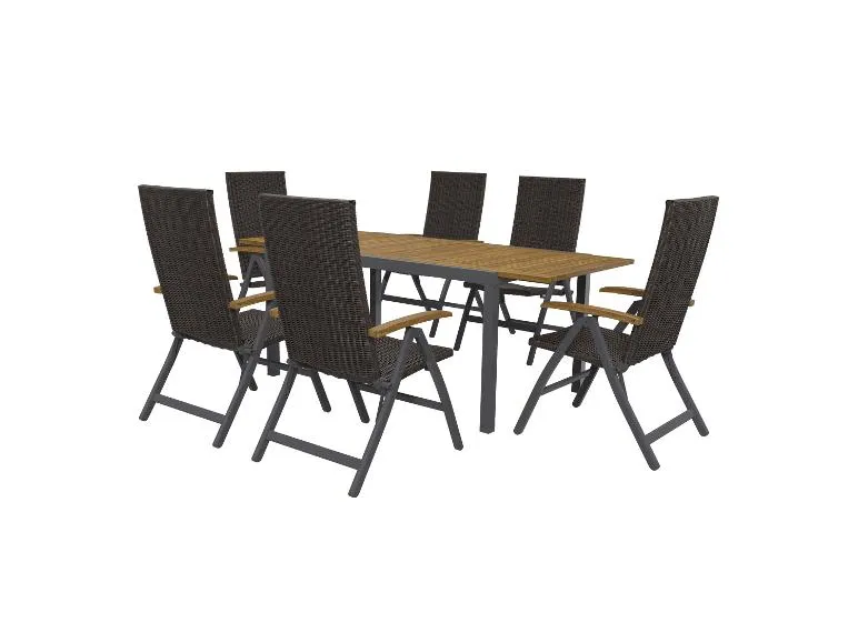 Geflecht-Set »Valencia«, 7-teilig - Ausziehtisch & 6 Klappsessel, braun