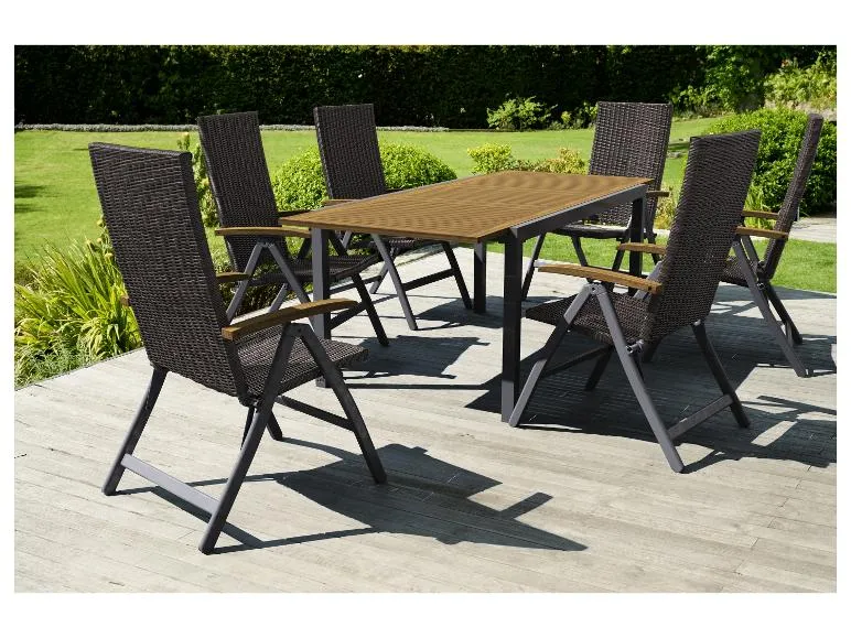 Geflecht-Set »Valencia«, 7-teilig - Ausziehtisch & 6 Klappsessel, braun