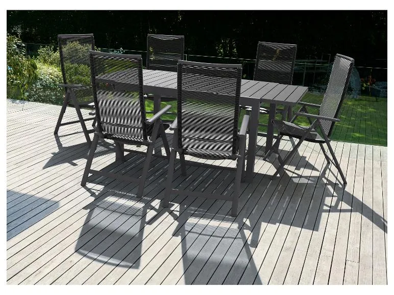 Alu-Rope-Set »Miami«, 7-teilig - Ausziehtisch und 6 Hochlehner, anthrazit
