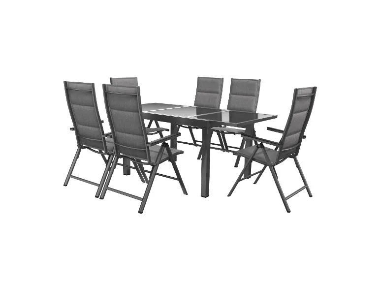 Alu-Set »Toronto«, 7-teilig - Ausziehtisch & 6 Hochlehner, anthrazit/grau