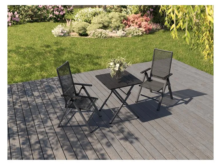 Alu-Rope-Set »Miami«, 3-teilig - Klapptisch & 2 Hochlehner, anthrazit