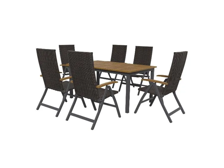 Geflecht-Set »Valencia«, 7-teilig - Standardtisch & 6 Hochlehner, braun