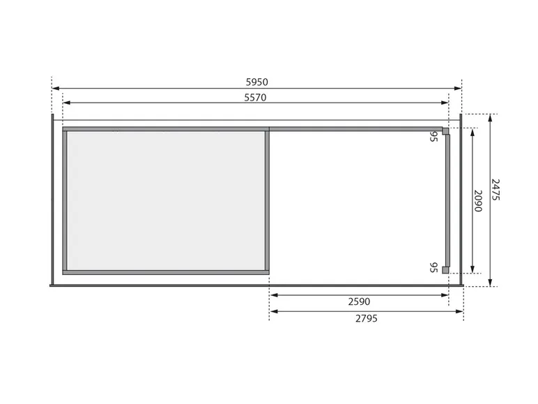 Karibu Gartenhaus »Trundholm 2«, Flachdach, inklusive Schleppdach und Doppelflügeltür