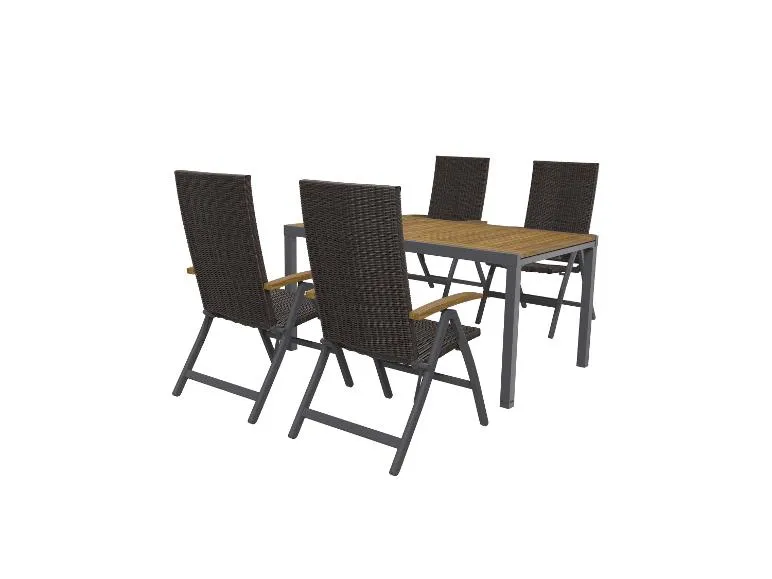 Geflecht-Set »Valencia«, 5-teilig - Ausziehtisch & 4 Klappsessel, braun