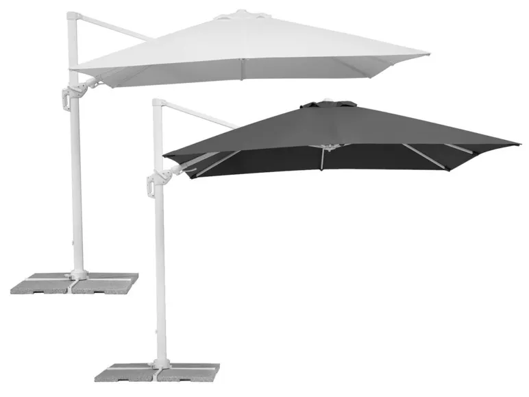 Schneider Ampelschirm »RHODOS TWIST BIANCO«, 300 x 300 cm, mit Plattenständer, imprägniert