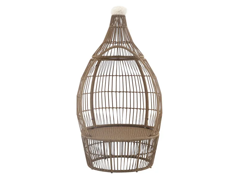 Ei-Sessel mit Rattan, inkl. Kissen, braun/weiß