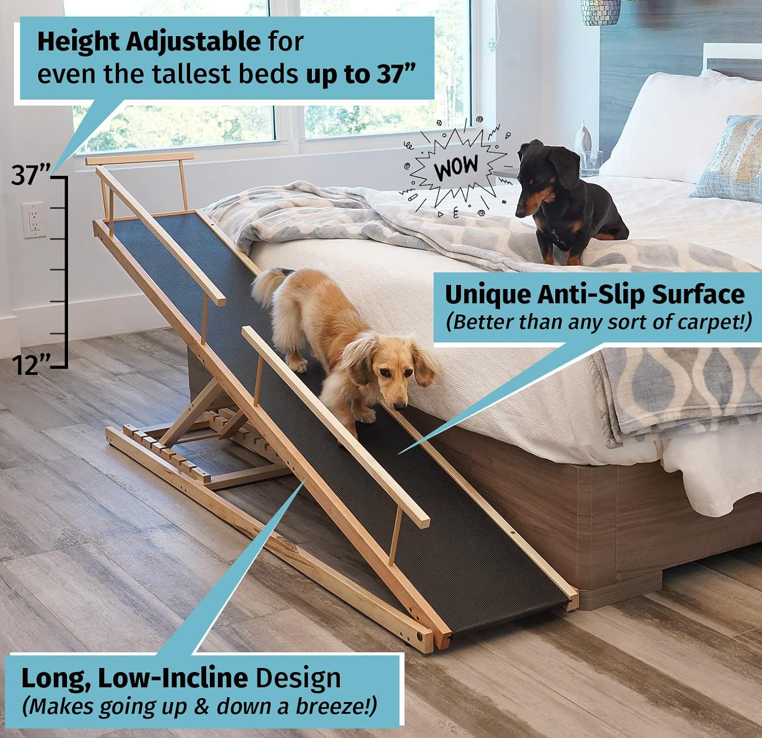 Dog Ramp for Beds - Adjustable up to 37