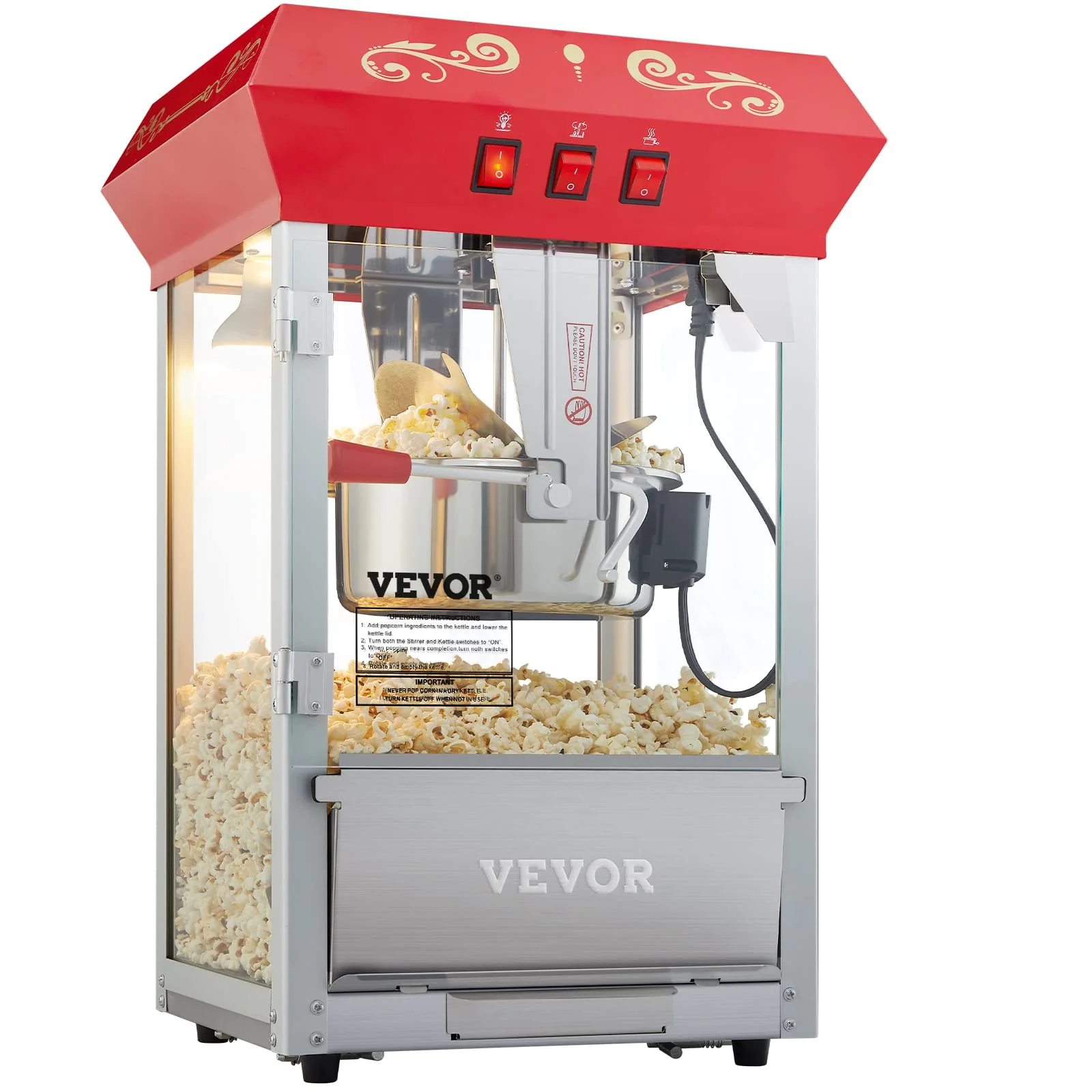 VEVOR Commercial Popcorn Machine for 48 Cups per Batch