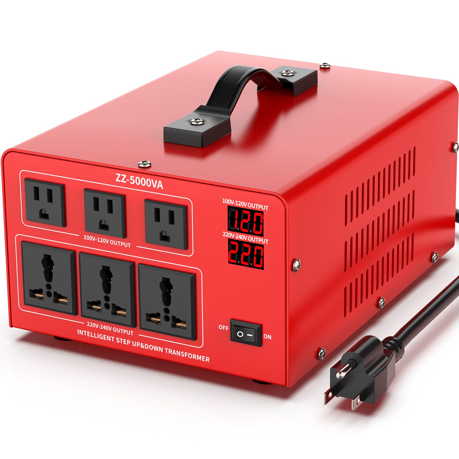 6000 Watt Voltage Converter Transformer Heavy Duty Step Up/Down Power Converter 220V to 110V, 110V to 220V with 3 US Outlets, 3 Universal Outlets, LCD Display, Circuit Breaker Protection