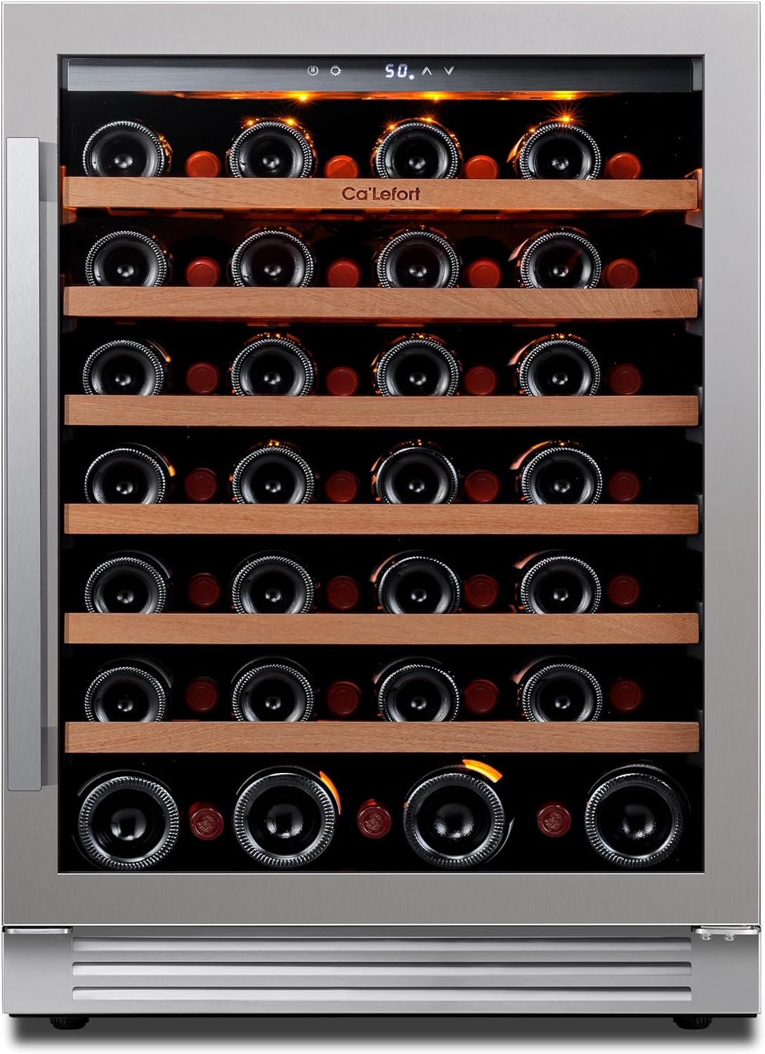 24'' Wine Cooler Refrigerator - 46 Bottle Wine Fridge Dual Zone with Modern Touch Intelligent Digital 40°-65°F Low Noise, Built in or Freestanding Wine Cooler for Home and Kitchen