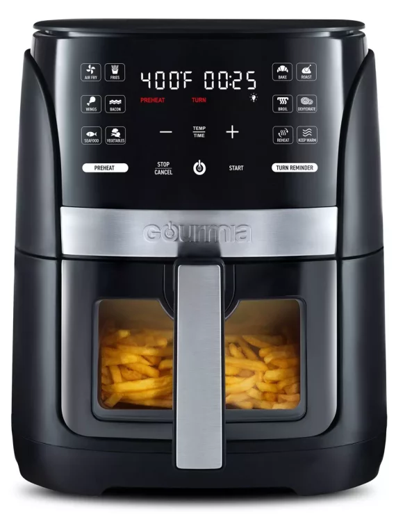 Gourmia 6-Qt Digital Window Air Fryer with 12 Presets & Guided Cooking Black