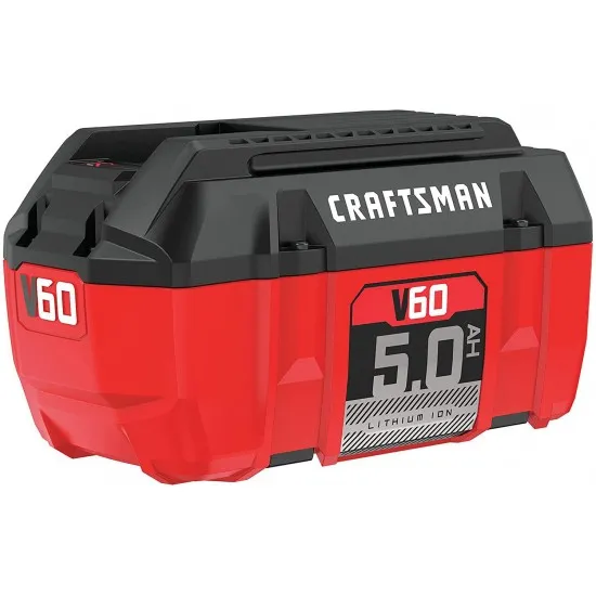 CRAFTSMAN V60 5.0Ah Lithium Ion Battery with LED Indicator, No Memory Effect, 4-Year Warranty