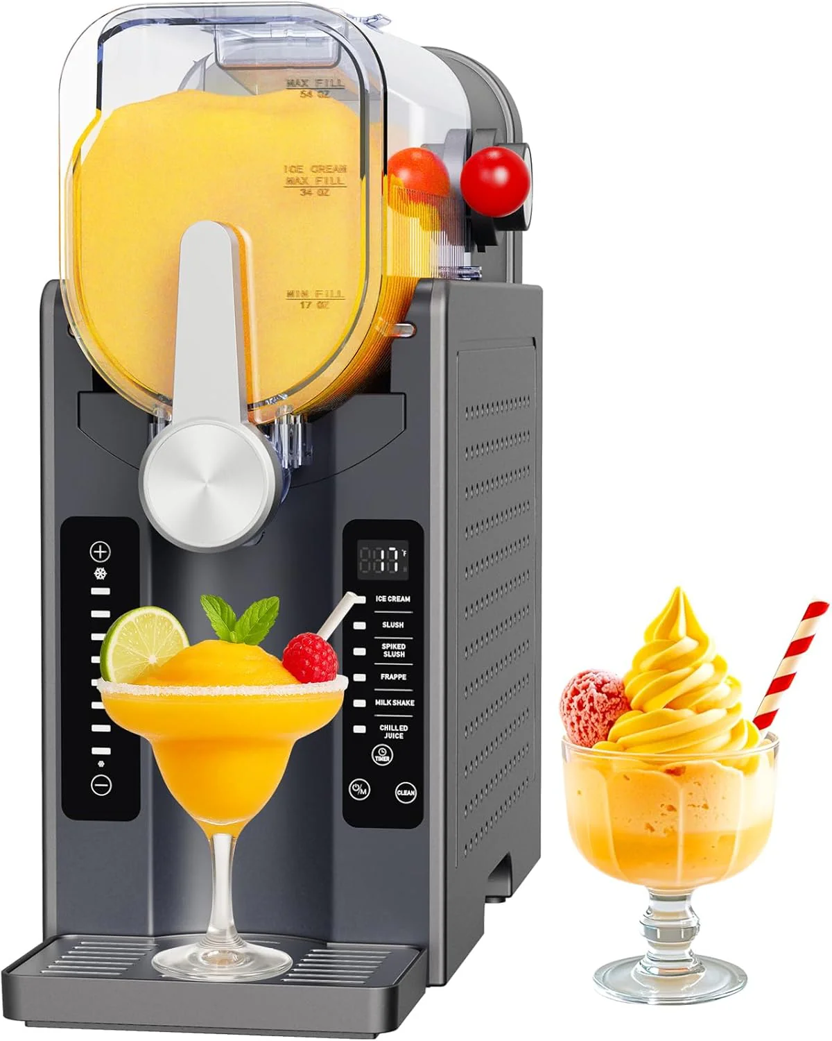 Slushie Machine: No Ice Needed All-in-One Slushy Maker for Home, Real-Time Temp Display, Auto-Clean, 6 Preset | Frozen Margaritas, Cocktails, Frappés, Ice Cream, Smoothies, Milkshakes,Summer Parties