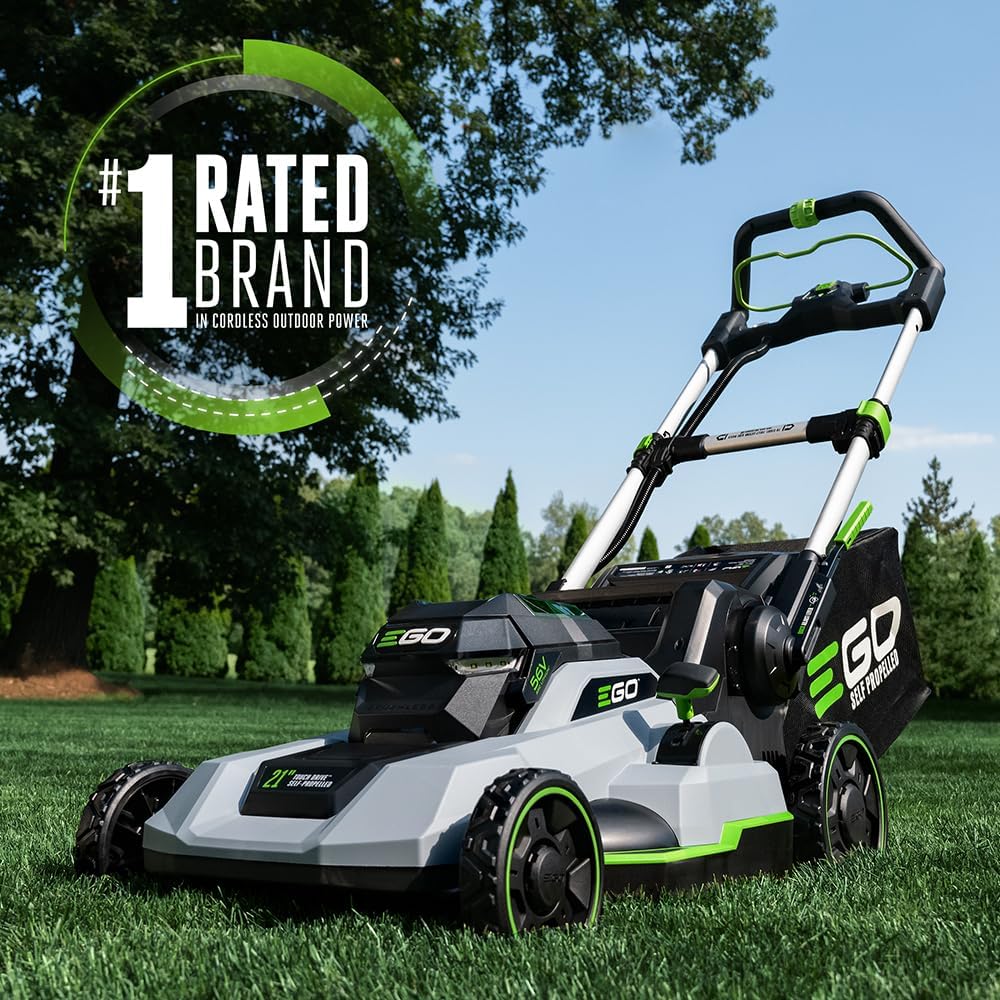 EGO Power+ 21-Inch 56V Self-Propelled Cordless Lawn Mower with 2x 4.0Ah Batteries & Rapid Charger, Black