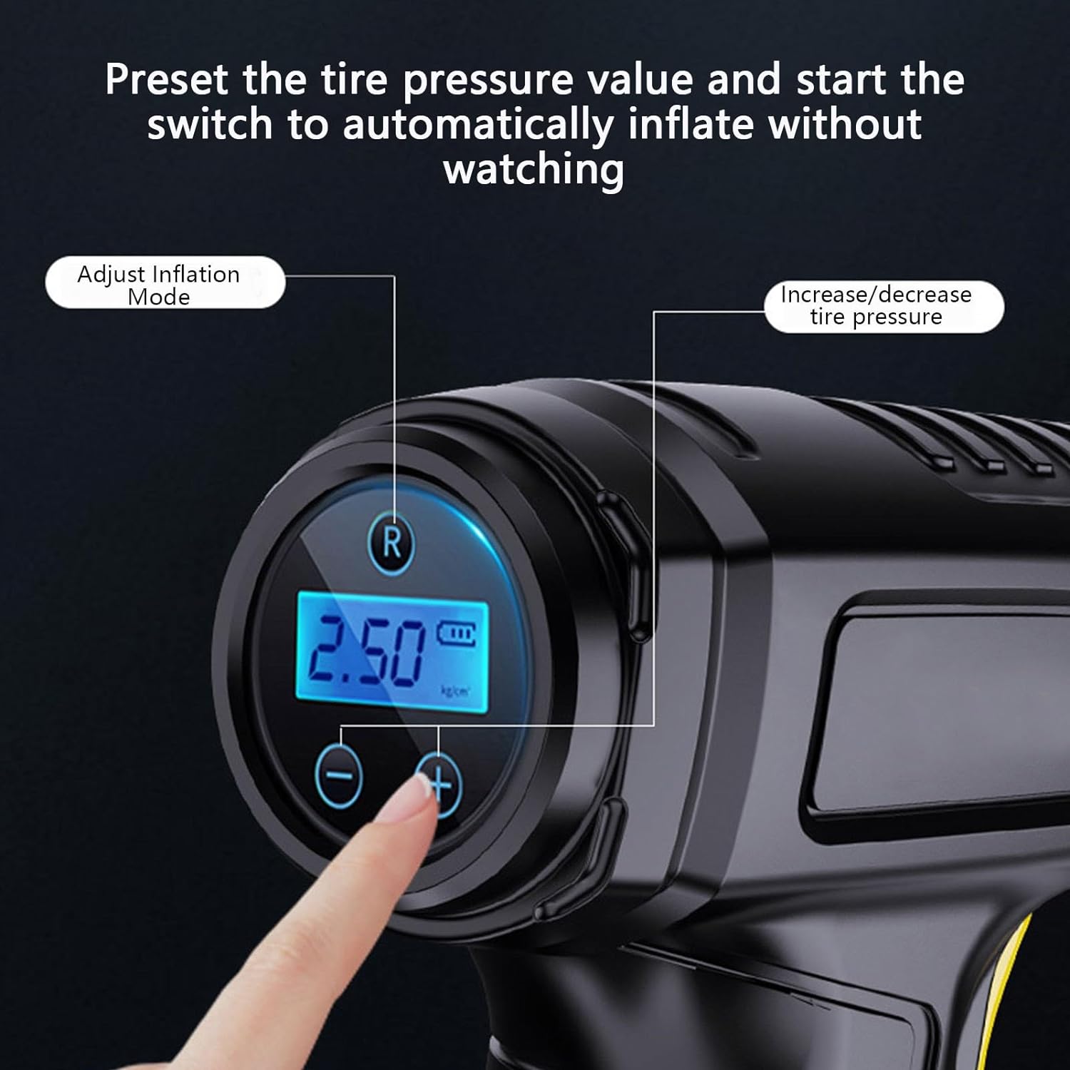 Car Tire Inflator 150PSI Portable 𝖠𝗂𝗋 Compressor 12V 𝖠𝗂𝗋 Compressor With Intelligent Digital Display & LED Light, Car Accessories For Car, Tire, Balloons