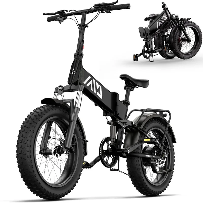 TST Electric Bike, 4.0 Fat Tire Foldable Ebike, 48V 13Ah Battery, 750W Electric Commuter Bicycle with LCD, 20