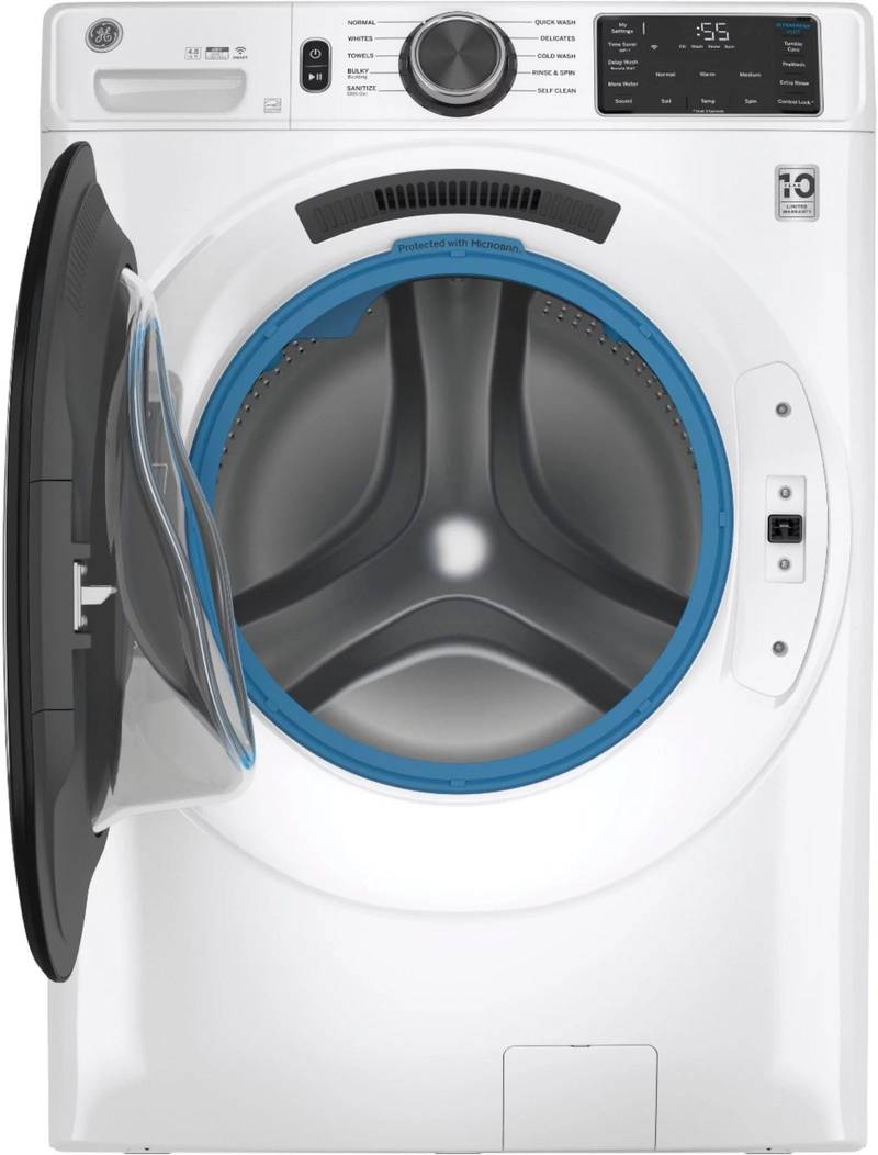 GE �C 4.8 CuFt High-Efficiency Stackable Smart Front Load Washer w/UltraFresh Vent System & Microban Antimicrobial Technology �C White on white