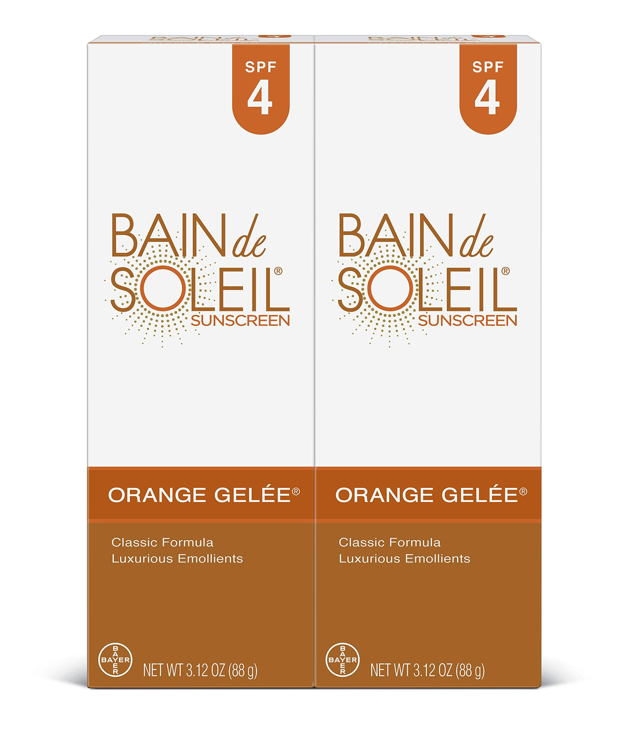 Bain de Soleil Orange Gelee Sunscreen SPF 4, 3.12 oz, Pack of 4 �?Moisturizing UVA/UVB Protection, Exotic Fragrance